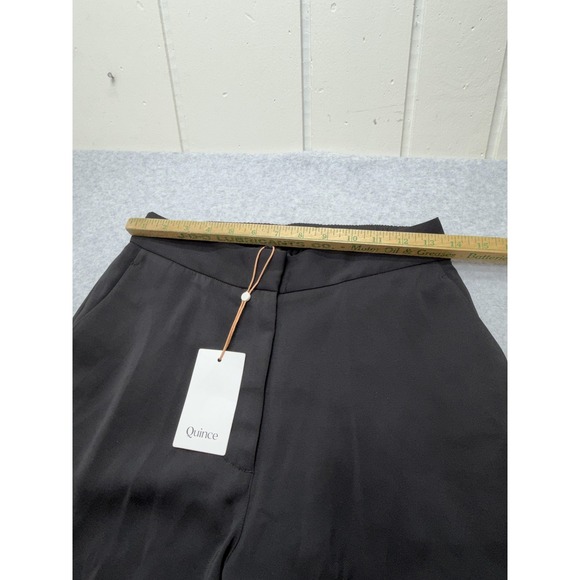 Quince Pants Womens 6 Black Stretch Crepe Classic Trouser Wide Leg Pockets Work - Picture 7 of 16